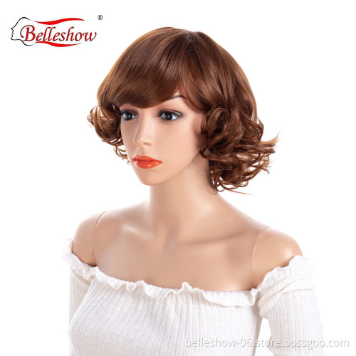 Hot sell synthetic hair wig  s hort small roll woman wig  cheap  women wigs
